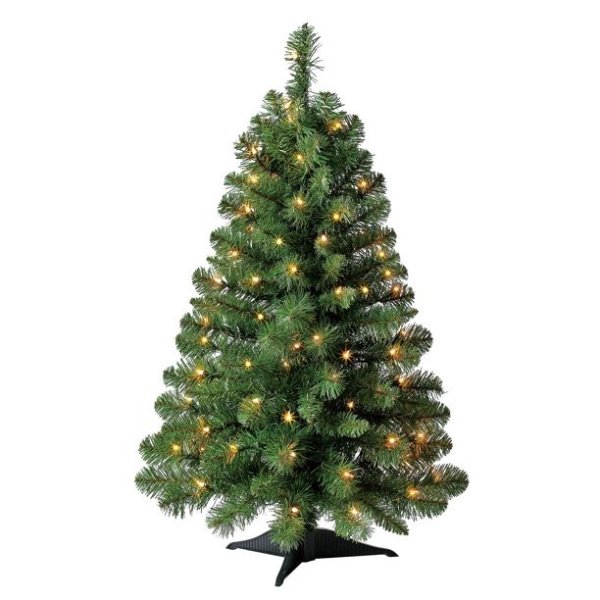 Pre-Lit Winston Pine Artificial Christmas Tree, Clear Incandescent Lights, 3'