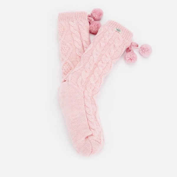 粉色珊瑚绒毛球居家袜