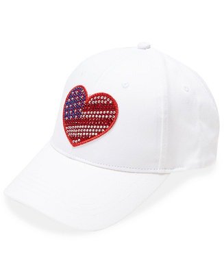 Women's Cotton Rhinestone Heart Baseball Cap, Created for Macy's