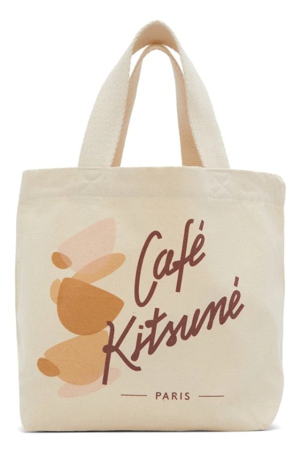 Beige Mini Cup Cafe Kitsune Tote