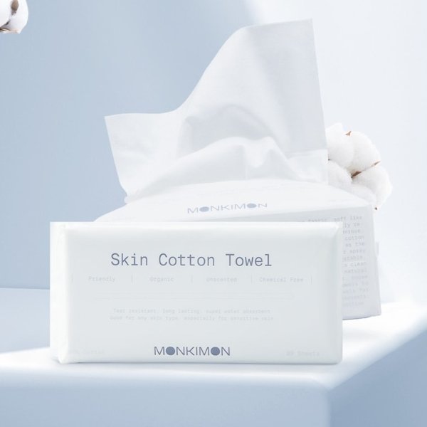 日本 MONKIMON 一次性有机棉洗脸巾 80抽 3包装 干湿两用 | 亚米