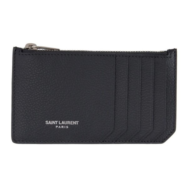 Saint Laurent - Grey Fragment Zipped Card Holder