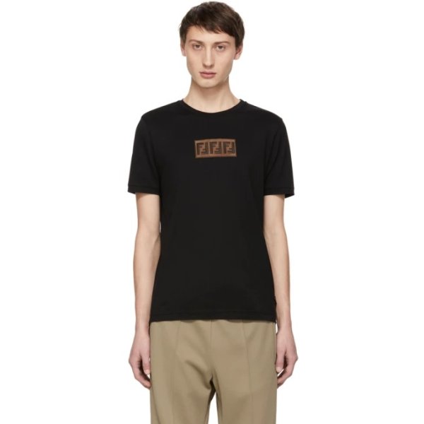 Black Suede 'Forever Fendi' Patch T-Shirt