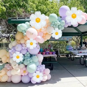 157pcs White Candy Color Daisy Balloon Garland Arch Kit - Breathtaking Decor for Weddings, Birthdays, & Garden Parties - Premium Latex, Effortless Assembly, Instantly Transform Your Space