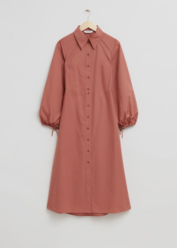 Fitted Cut-Out Shirt Dress