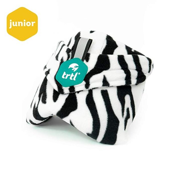 Pillow Junior, Kids Travel Pillow with Built in Neck Support, Ergonomic Design and Hypoallergenic Fleece Travel Accessories for Kids Aged 8+ (Zebra)