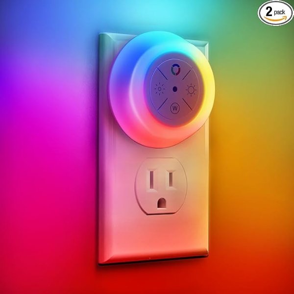 Dawnrise Night Lights Plug Into Wall,Dusk to Dawn Sensor[2 Pack],12-Color Changing