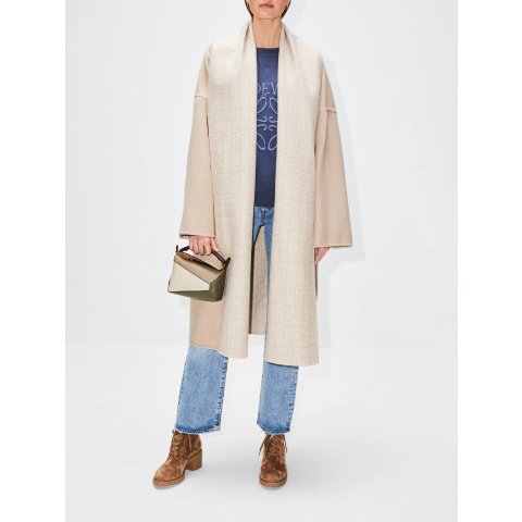 Anagram Jacquard Belted Coat