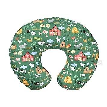 Nursing Pillow Original Support, Green Farm, Ergonomic Nursing Essentials for Bottle and Breastfeeding, Firm Fiber Fill, with Removable Nursing Pillow Cover, Machine Washable