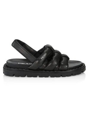 Blow Padded Leather Slingback Sport Sandals