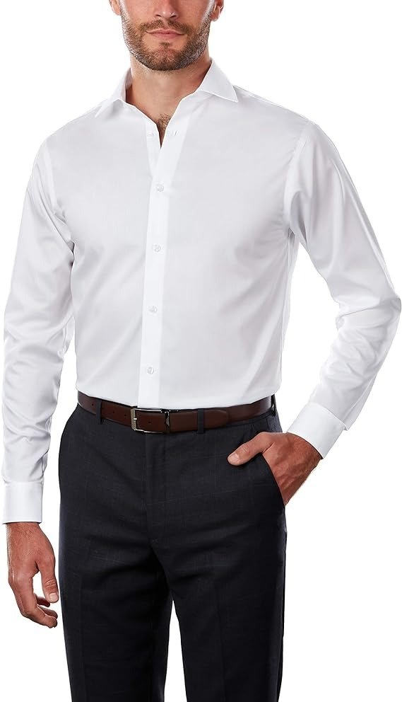 Men's Dress Shirt Regular Fit Non Iron Herringbone