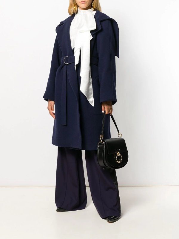 wrap-front belted coat