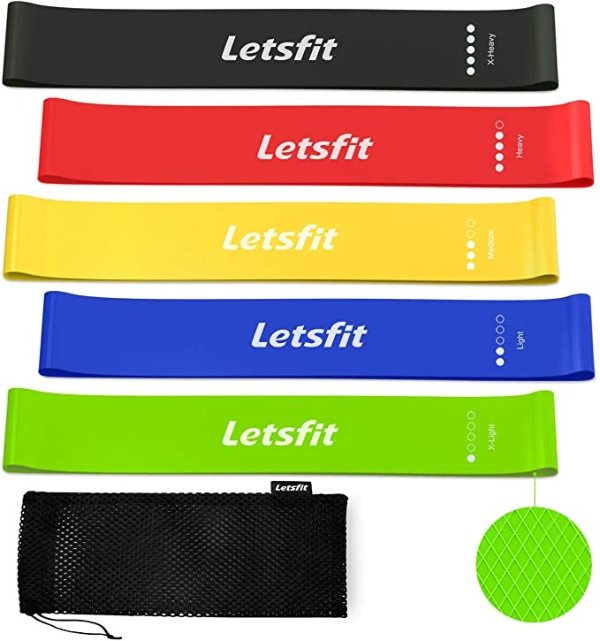 Anti-Roll Up Resistance Loop Bands, Resistance Workout Bands for Home Fitness, Stretching, Strength Training, Physical Therapy, Natural Latex Exercise Bands, Pilates Flexbands