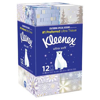 Kleenex Ultra Soft Facial Tissue, 3-ply, 85-count, 12-pack