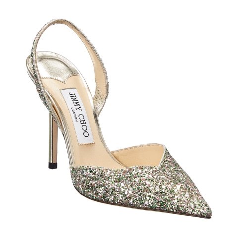 Jimmy ChooThandi 100 Glitter & Leather Slingback Pump