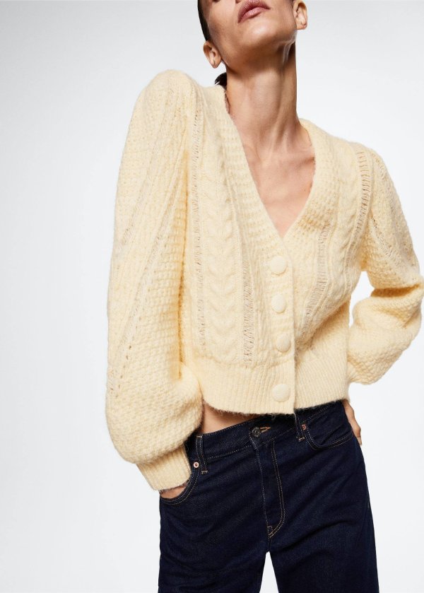 Buttoned knit braided cardigan - Women | Mango USA