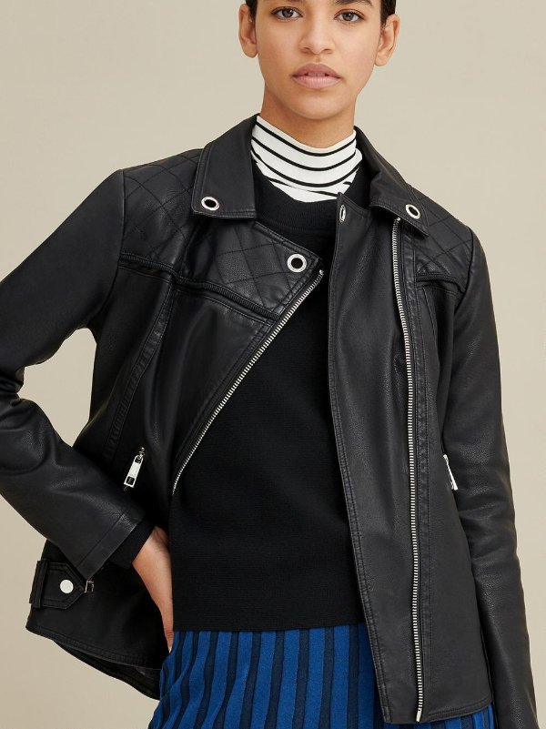 Faux-Leather Jacket with Grommets