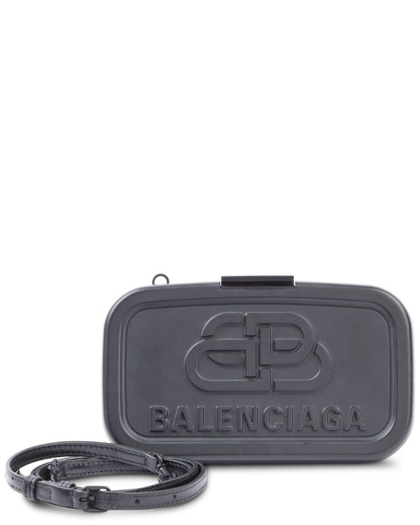 BALENCIAGA Recycled Plastic Embossed Lunch Box Top Handle Bag