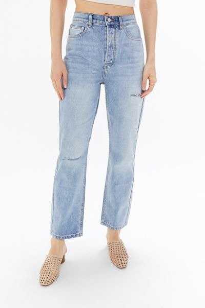 BDG High-Rise Relaxed Straight Jean – Ripped Light Wash