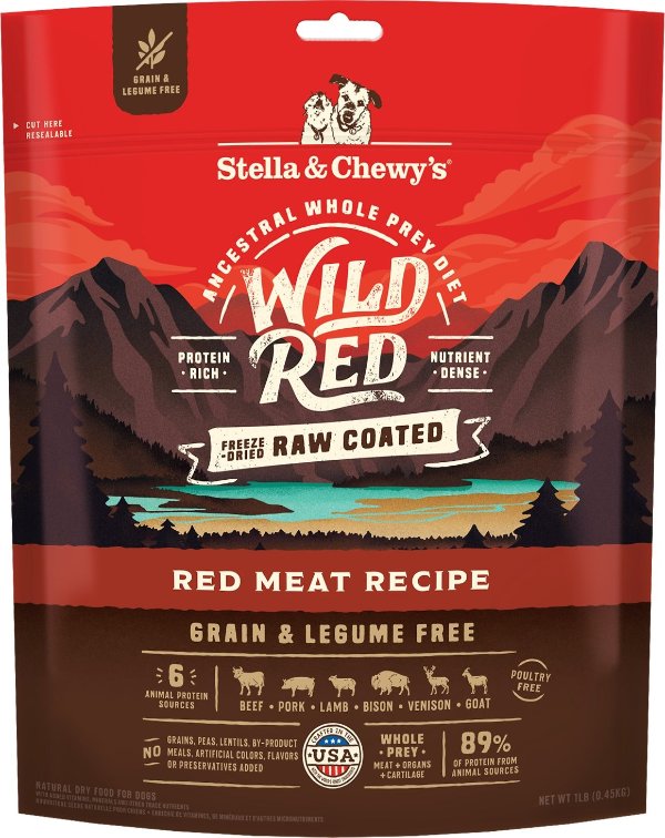 Wild Red 干包裹无谷物高蛋白狗粮红肉配方 1磅