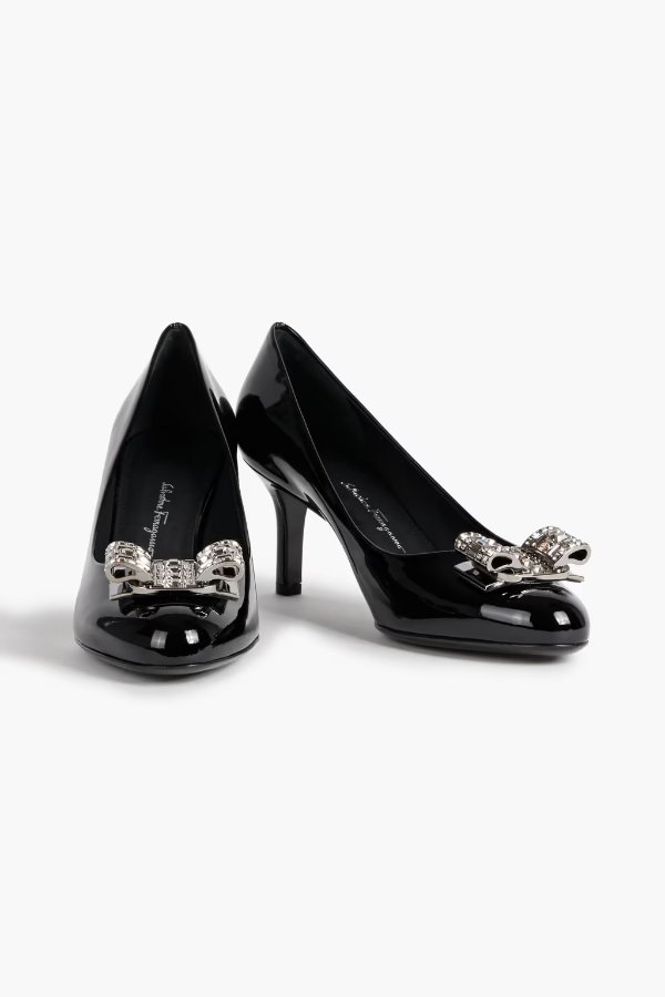 Melfi bow-embellished patent-leather pumps