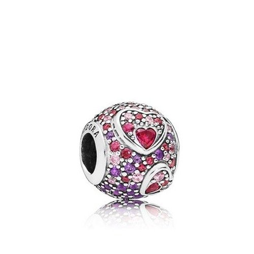 Sterling Silver & Cubic Zirconia Asymmetric Hearts of Love Round Charm