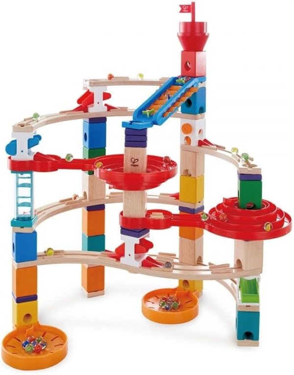 Wooden Quadrilla Super Spirals Marble Run STEM Building Blocks Toy for Kids