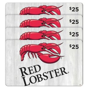 Red Lobster $25 电子礼卡4张(总值$100)
