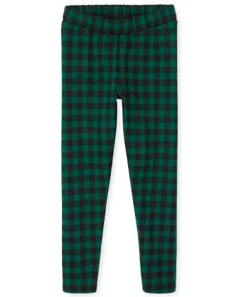 Girls Buffalo Plaid French Terry Knit Cozy Leggings | The Children's Place