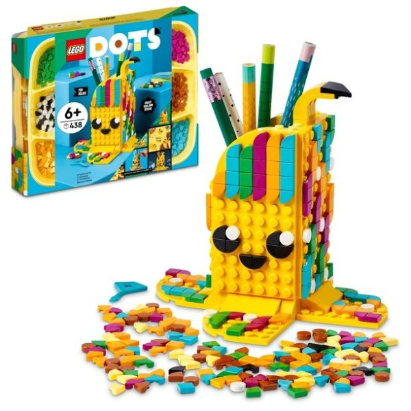 DOTS Cute Banana – Pen Holder 41948 DIY Craft Kit; Customizable Room Decor Piece That Kids can Decorate with Bright, Colorful Tiles; Tasty Fruit-Themed Playset for Fans Aged 6+ (438 Pieces)