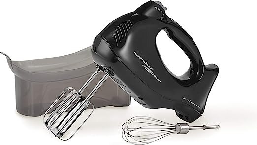 6-Speed Electric Hand Mixer with Snap-On Case, Beaters, Whisk, Black (62692)