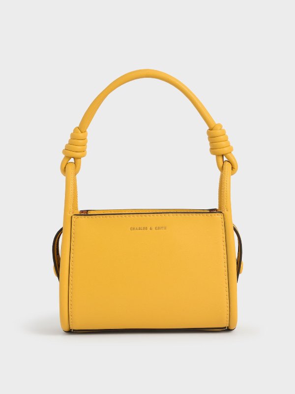 Yellow Knotted Handle Boxy Bag | CHARLES &amp; KEITH