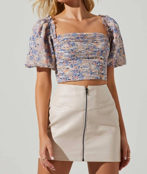 Lin Cropped Puffed Sleeve Top