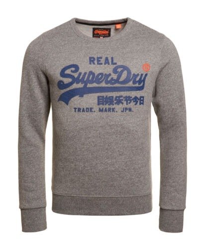 Mens Superdry Vintage Logo Panel Stripe Sweatshirt Phoenix Grey Grit