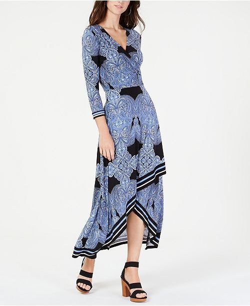 I.N.C. Asymmetrical-Hem Faux-Wrap Dress, Created for Macy's