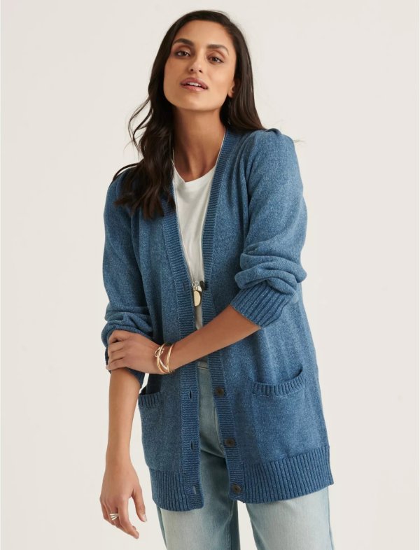 Pleated Shoulder Cardigan | Lucky Brand