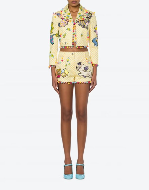 Animal patch Vichy satin jacket - Clothing - Women - Moschino | Moschino Official Online Shop