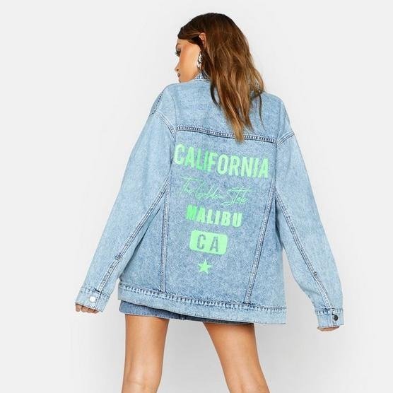 Neon California Oversized Denim Jacket | Boohoo
