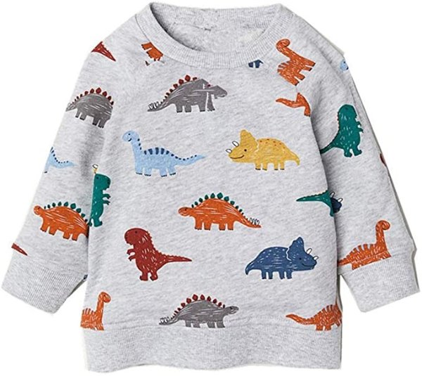 Boys Dinosaur Sweatshirts Toddler Boy Long Sleeve T-Shirts Pullover Cartoon Tee Sport Tops for Kids 1-7T