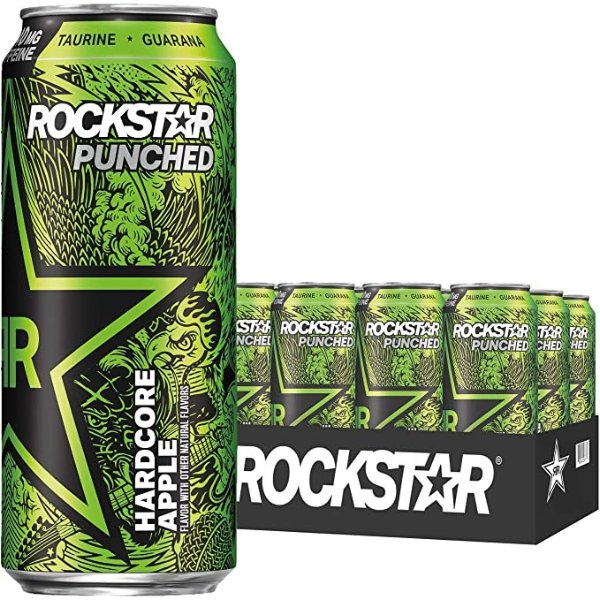 Rockstar 苹果口味零糖零卡能量饮料 16oz 12罐