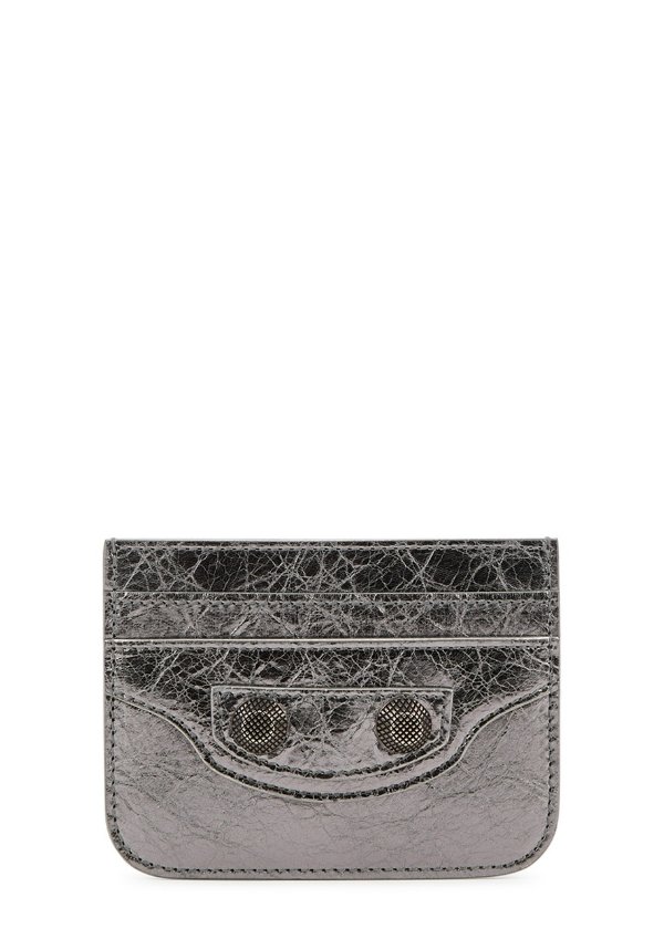 BALENCIAGA Le Cagole metallic leather card holder