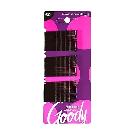 Goody SlideProof Bobby Pins, Black, 60-count
