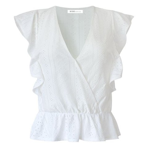 BCBGenerationSurplice Ruffle Knit Top