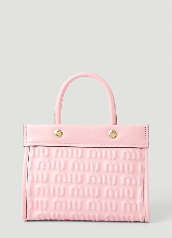 Embossed Logo Handbag in Pink