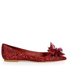 中国红水晶平底鞋