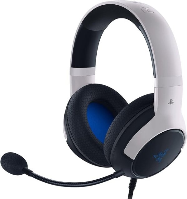 Kaira X Wired Gaming Headset for Playstation 5 / PS5, PS4, PC, Mac, Mobile: 50mm Drivers - HyperClear Cardioid Mic - Memory Foam Cushions - On-Headset Controls - White & Black
