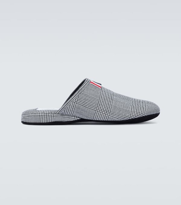 4-Bar houndstooth wool slippers