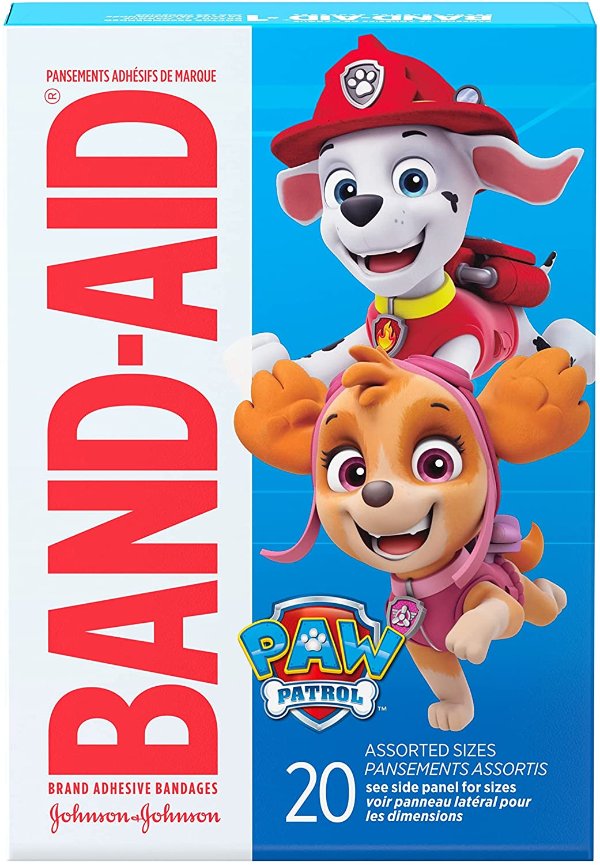 Band-Aid Brand Adhesive Bandages for Minor Cuts, Nickelodeon PAW Patrol, Assorted Sizes, 20 ct