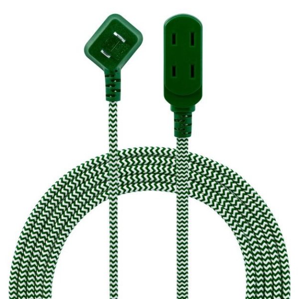 Philips 8' 3-Outlet Polarized Extension Cord Indoor Green/White