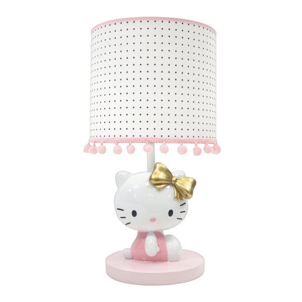 Hello Kitty Pink/White/Black Nursery Lamp with Shade & Bulb